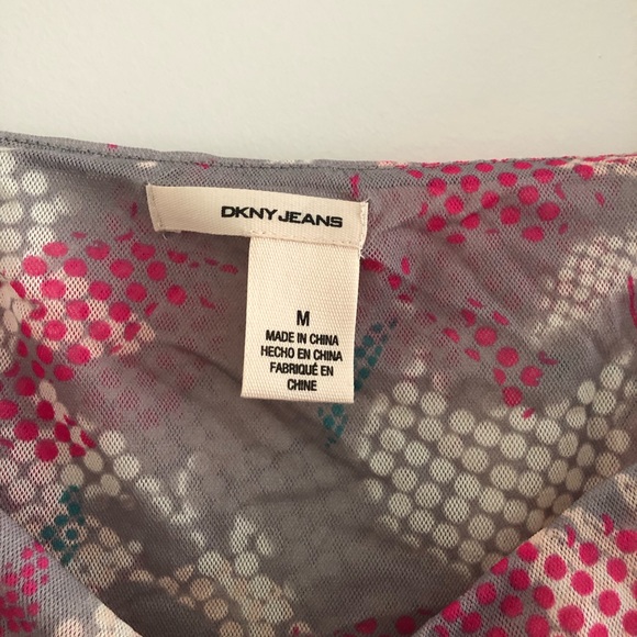 NWOT DKNY Jeans Ruched Square Neck Printed Dress - Picture 3 of 6